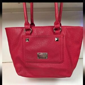 Nine West Red Faux Leather Tote Shoulder Bag